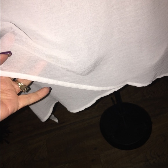 ChaCha Vente size large semi sheer mock wrap hi low convertible sleeves flowy - Picture 3 of 13